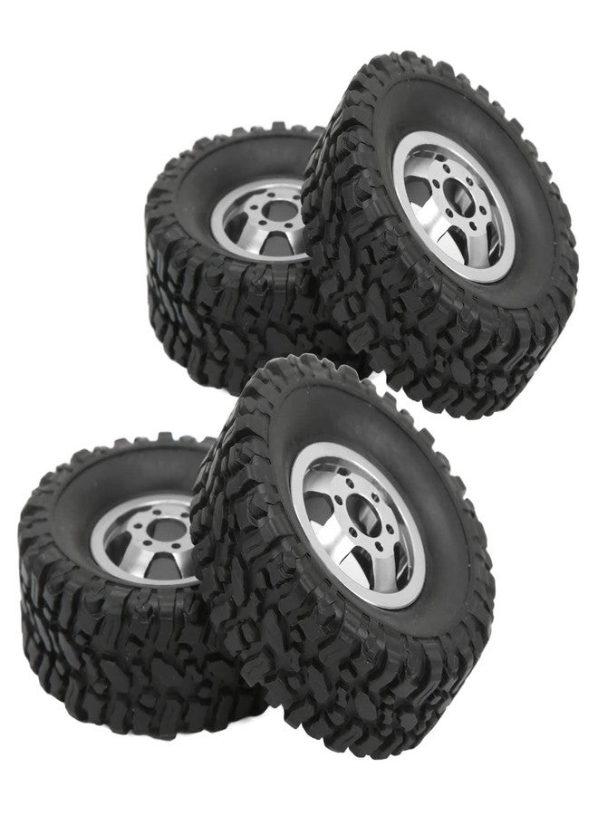 Astibym Hub Wheel Rims with Soft Rubber Tires, 4WD Rubber Tires Aluminum Alloy Wheel Hub for WPL C14 C24 B14 B24 B16 B36 1/16 RC Car Upgrade Part(Silver), car model accessories - Image 5